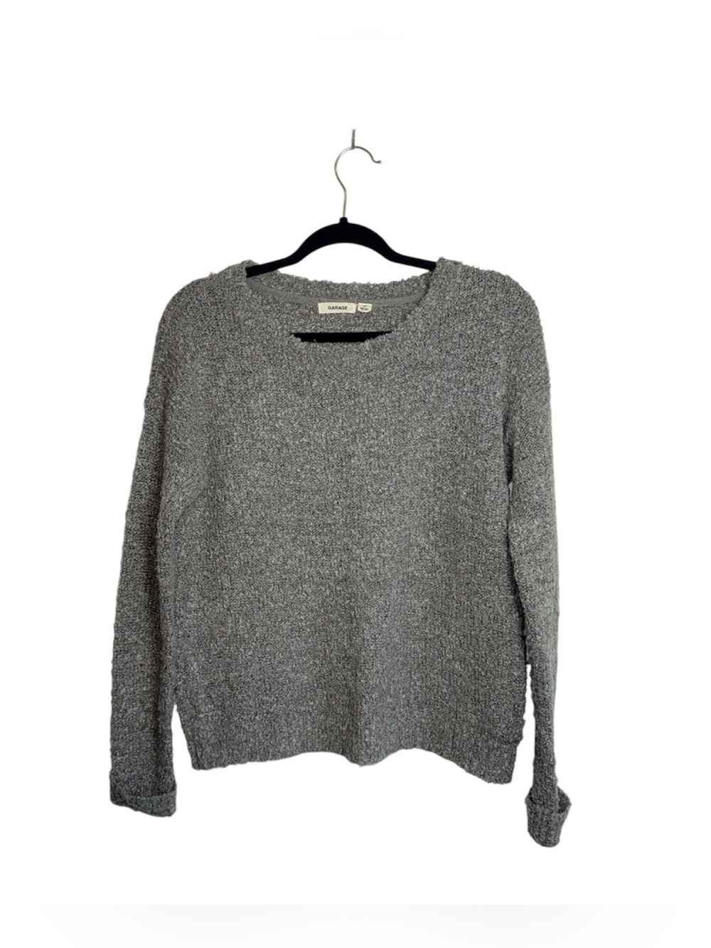 Garage Taupe Gray Boucle Sweater Textured Crew Neck Pullover Small Women’s